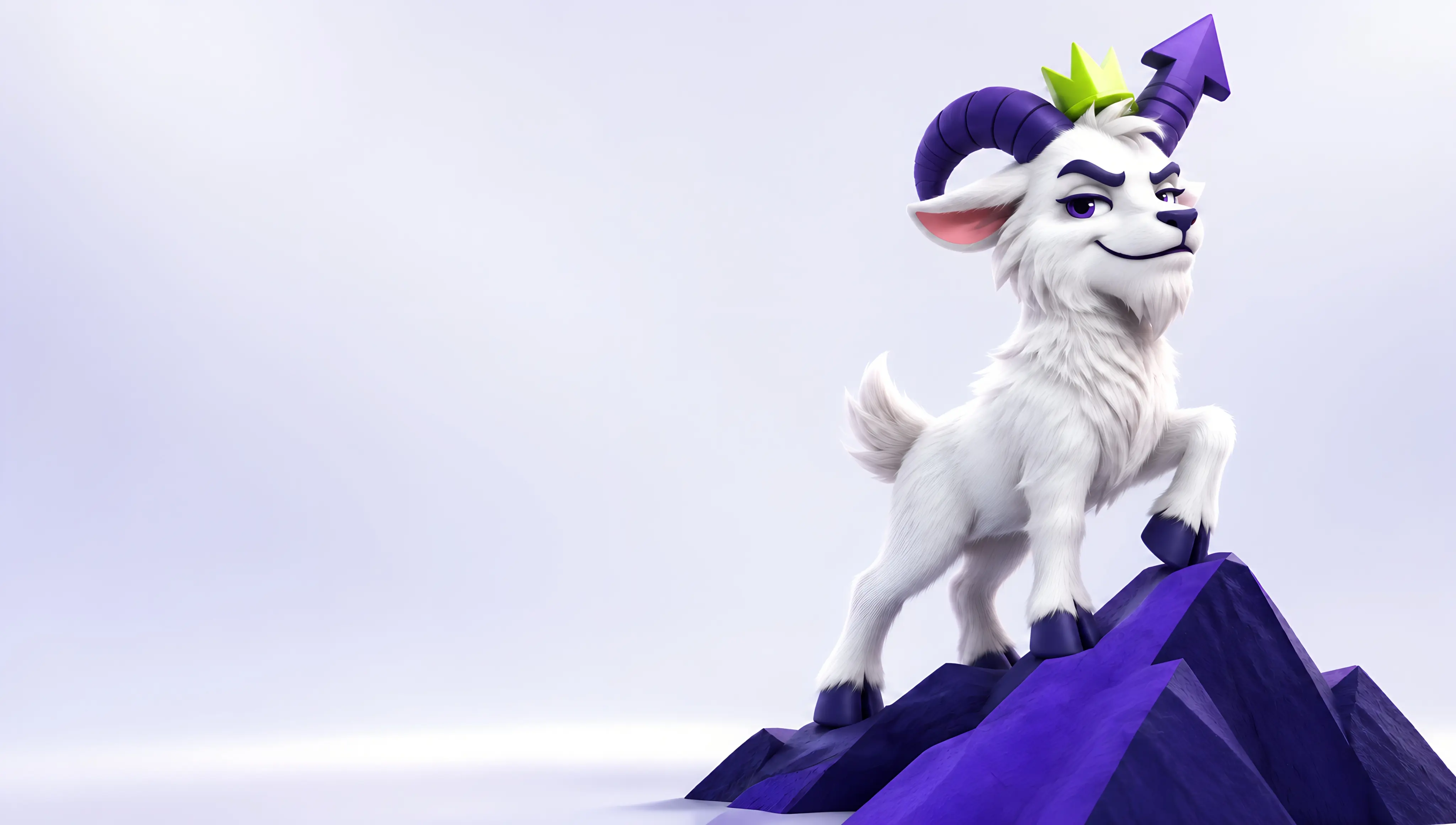 The RankHigh goat standing on a summit, crowned and with an upward-arrow horn